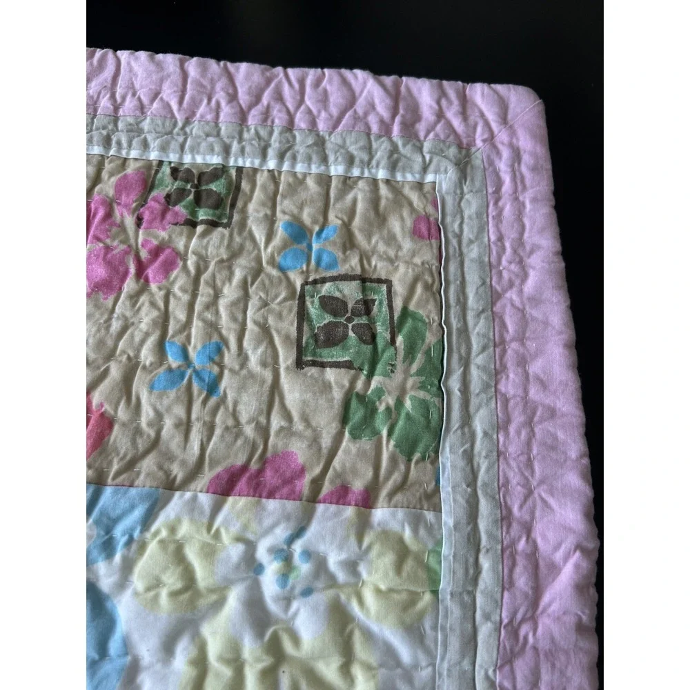 PB Teen Euro Sham Quilted Pastel Florals And Stripes European Pillow Sham